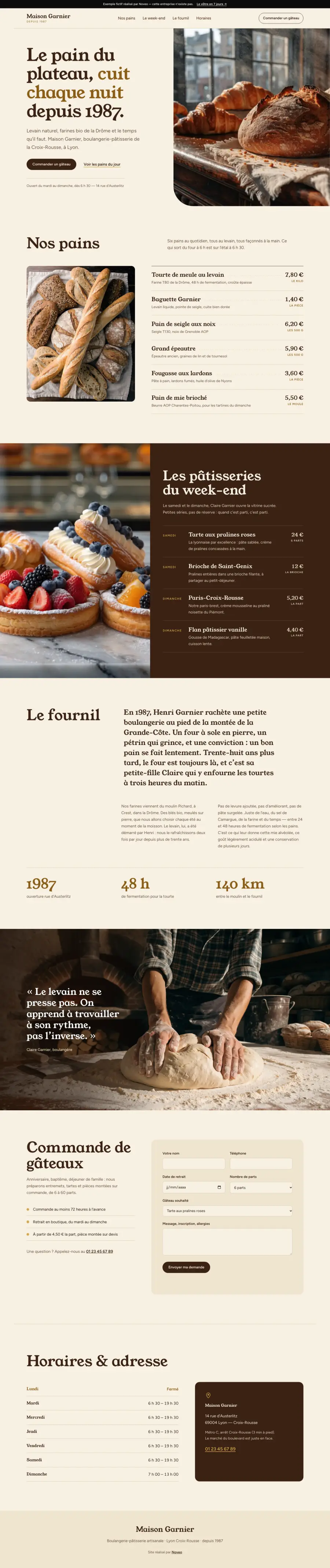 Aperçu du site Maison Garnier, boulangerie à Lyon