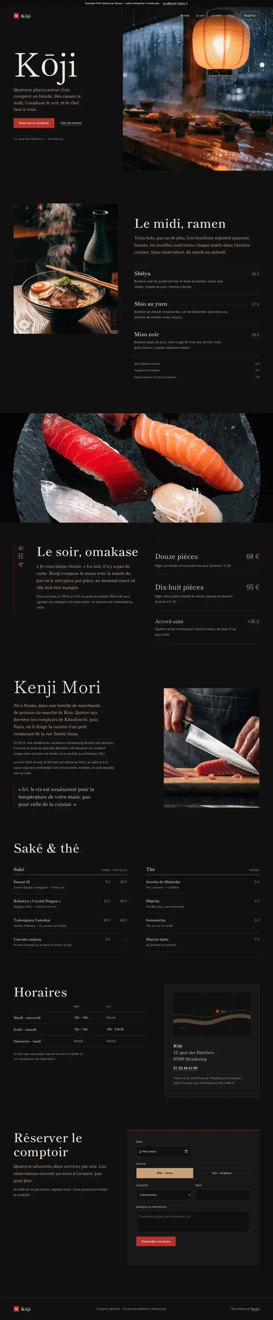 Aperçu du site Kōji, restaurant japonais à Strasbourg