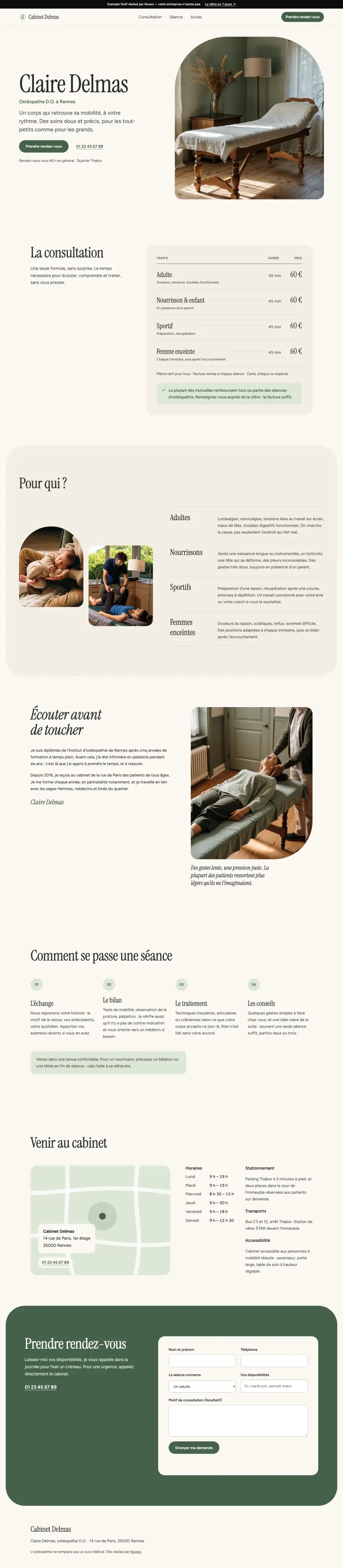 Aperçu du site Cabinet Delmas, ostéopathe à Rennes