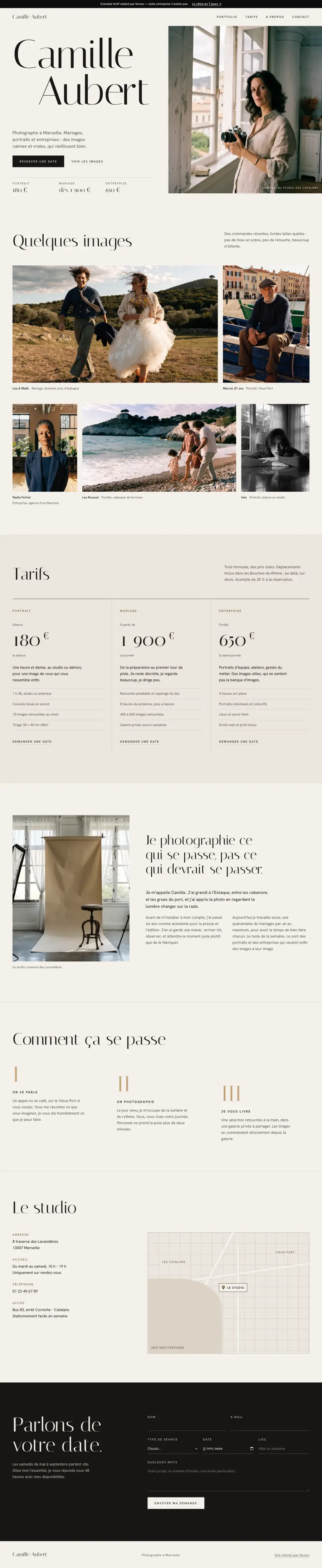 Aperçu du site Camille Aubert, photographe à Marseille